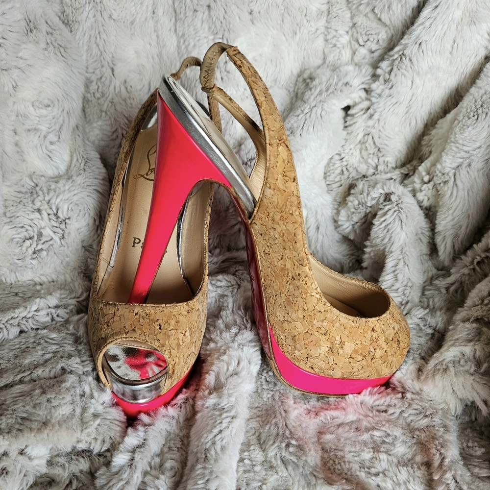 Pink and Cork Louboutin heels
